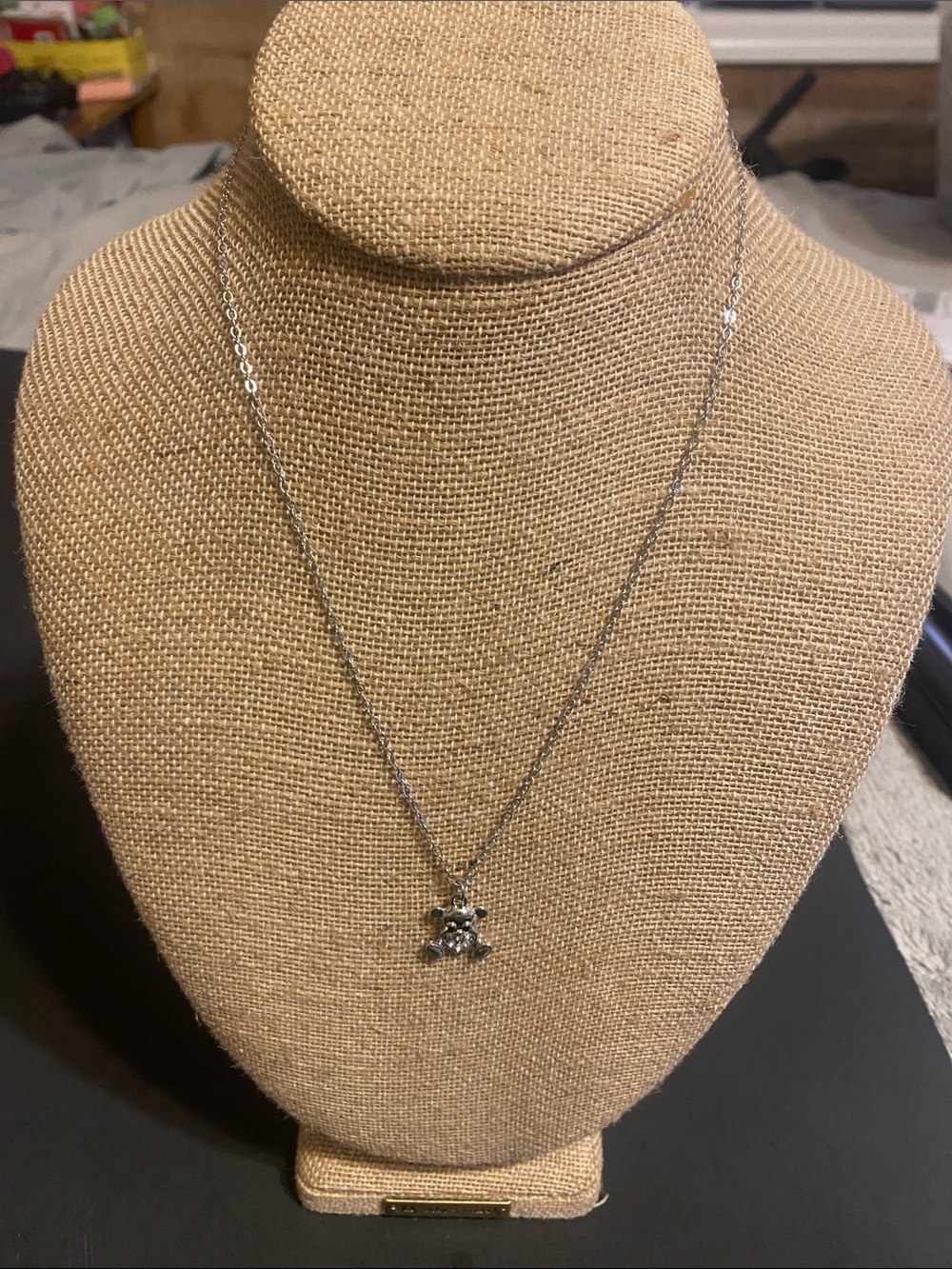 Silver Teddy Bear Pendant Necklace - Women Jewelry